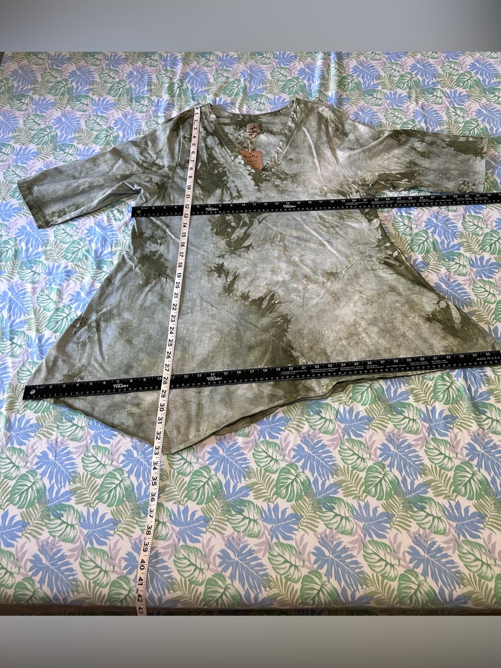 STEEL PONY Green Tie Dye Asymmetric Tunic Top S - Picture 7 of 7